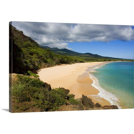 Great BIG Canvas | "Hawaii, Maui, Makena State Park, Oneloa Or Big Beach" Canvas Wall Art - 24x16
