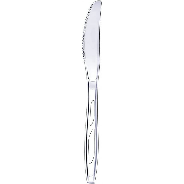  200 Count Clear Plastic Knives, Heavy Weight Disposable  Spoons Cutlery Plastic Utensils, Clear Plastic Silverware Bulk