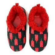 Womens Funny House Fluffy Sriracha Slippers, Cozy Sherpa Warm Slipper with Grippers, Awesome Sauce, Small