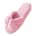 thumbnail image 5 of MarinaVida Fuzzy Slippers for Women Cross Band Slides Open Toe with Soft Plush Fluffy Fur Slip On Cozy Non Slip House Shoes, 5 of 5