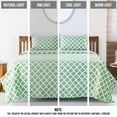 thumbnail image 4 of Lux Decor King Size Sheet Set 4 Piece, Soft Microfiber, Deep Pockets - Quatrefoil Pattern, 1 Fitted & 1 Flat Sheet, 2 Pillowcases, Green, 4 of 8