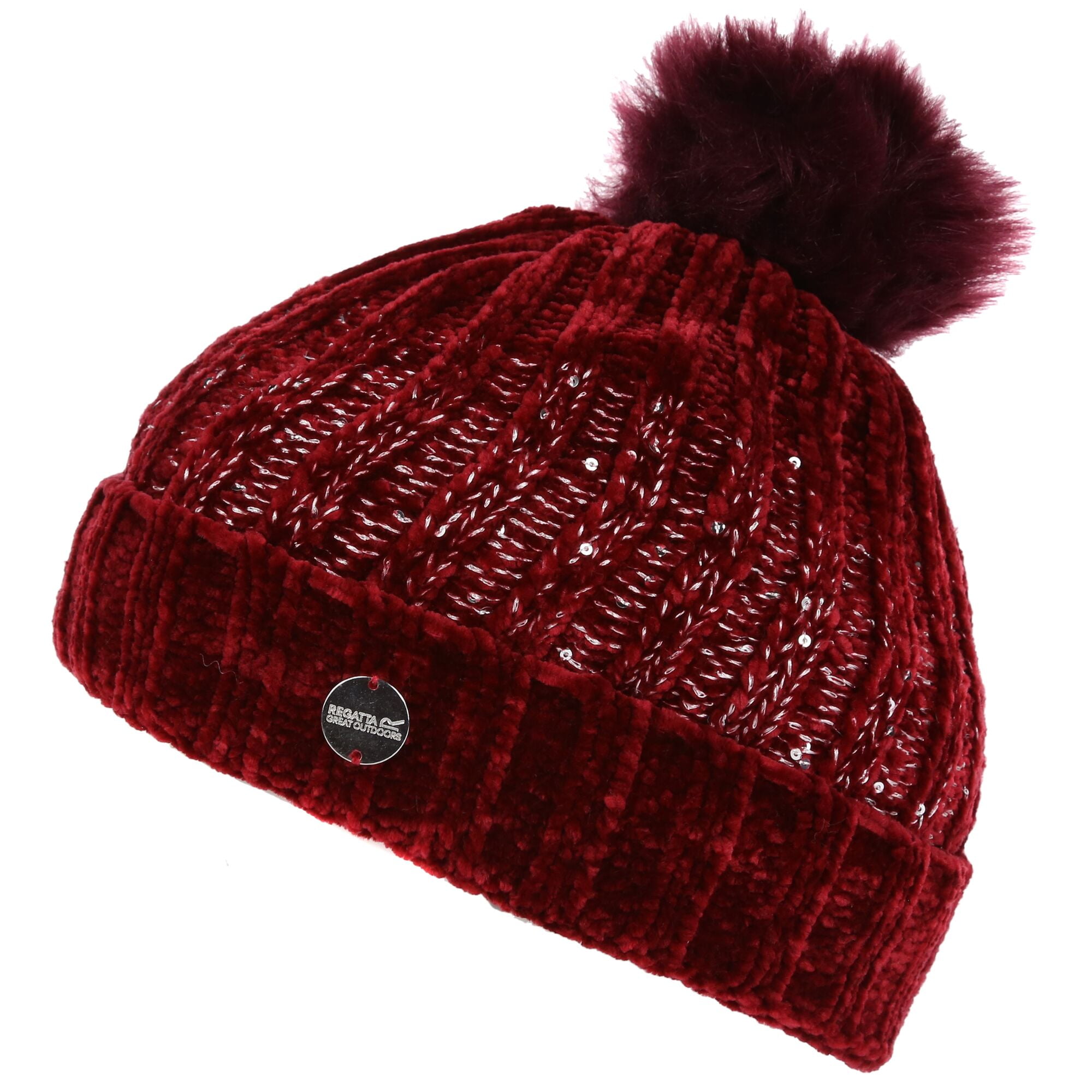 womens red bobble hat