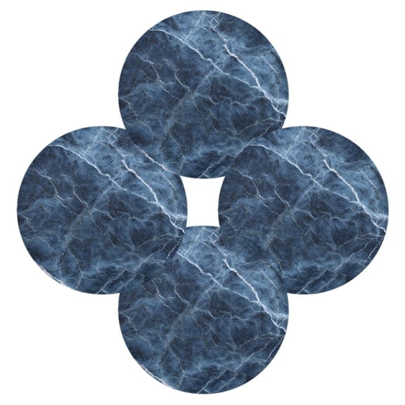 RMDQTR Waves Of Midnight Blue Marble Round Placemats Set of 4 Heat Resistant Washable Kitchen Table Decorations 15.4in
