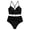 Black, variant on DOPI Women Sexy Scalloped Lace-up Ruched Tankini Swimsuit Swimsuit Beachwear