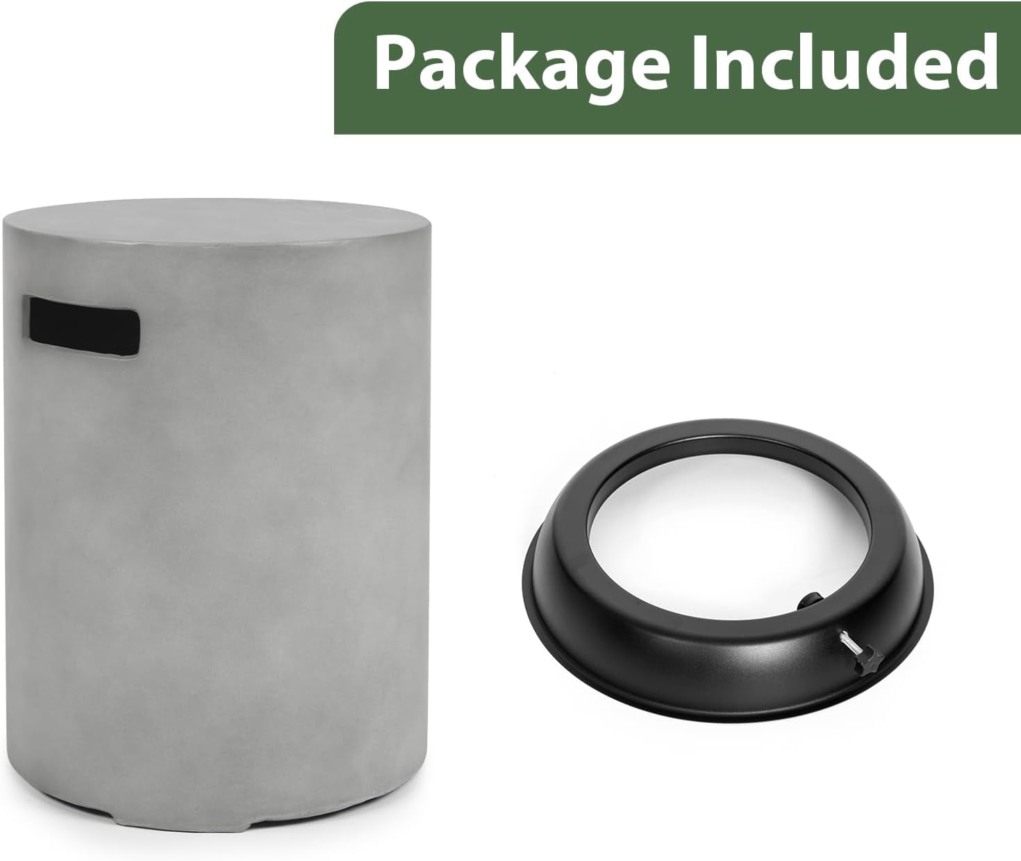 Propane Tank Cover Table 16"x16"x20"H Round Propane Tank Storage Hideaway Box for Gas Fire Pits, Gary Concrete Gas Tank Holder Outdoor Side Table for 20 Pound Gas Tank
