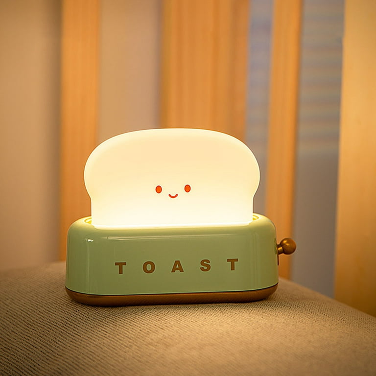 Cute Toast Night Light Dimmable LED Toaster Night Lamp Rechargeable Cordless  Nursery Night Light For Kids Cute Bedroom Bedside