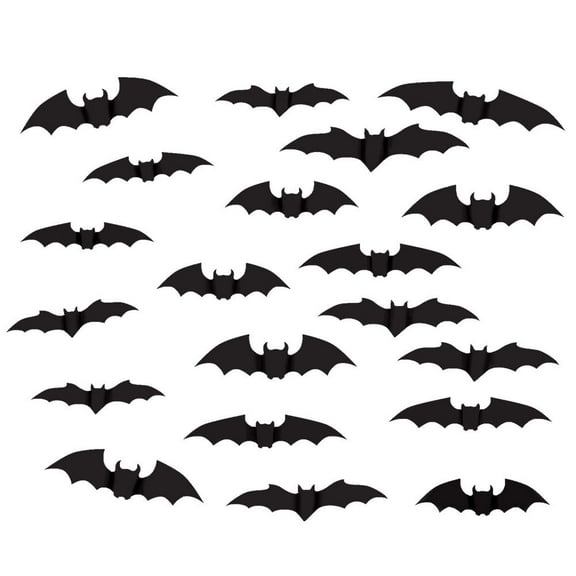 Bat 3D Paper Silhouettes Decor - 20pc