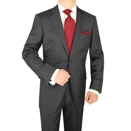 LN LUCIANO NATAZZI Italian Men's Suit 160'S Canali Cashmere Wool 2 Button Jacket Charcoal Gray