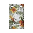 thumbnail image 1 of Hibiscus Hanging Pocket Organizer, Palm Leaves Tropical Blossoms Repeating Print on Plain Background, Printed Polyester Storage Bag with Pockets, 9" x 16", Olive Green Orange, 1 of 2