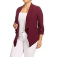 thumbnail image 3 of Women's Plus Size Draped Neck Open Front Loose Fit Solid Cardigan Female Jacket, 3 of 5