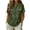 Army Green, variant on Embroidered Linen Shirt for Women, V-Neck Short Sleeve Cotton Blend Tunic with Floral Details - Loose Fit Casual Summer Top Army Green L