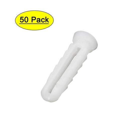 

6mm x 25mm Plastic Expansion Nail Plugs Wall Anchor Screw White 50pcsv
