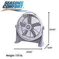 thumbnail image 6 of Seasons Comfort 20-In. 3-Speed High-Velocity Heavy-Duty Air-Circulator Floor Fan with 340° Tilting Head, 6 of 9