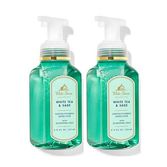 Bath & Body Works Bath and Body Works White Tea & Sage Gentle Foaming Hand Soap 8.75 Ounce 2-Pack (White Sage) 17.5 Ounce