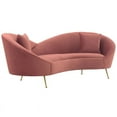 thumbnail image 2 of Anabella Blush Fabric Upholstered Sofa with Brushed Gold Legs, 2 of 7
