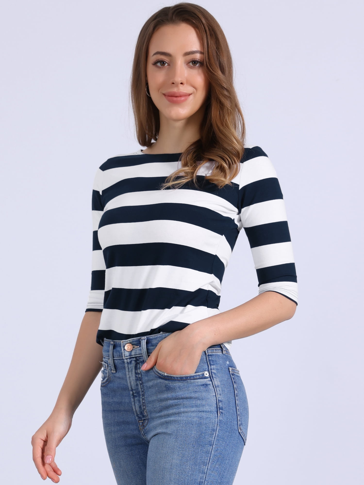 DARING DIVA Women's Halloween Costume Boat Neck Top T-Shirts 2XL Blue