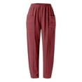 thumbnail image 6 of Baqcunre Wide Leg Pants Woman Solid Color Casual Pants Trousers Elastic Waist Pockets Wide Leg Trousers Womens Fashion Women's Pants Pants for Women Womens Clothes Watermelon red 5XL, 6 of 6