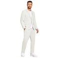 thumbnail image 2 of COOFANDY Men's 2 Piece Linen Blended Suits Set Regular Fit Casual Lightweight Cotton Linen Beach Wedding Blazer and Pants, 2 of 6