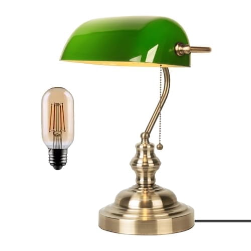 Green Bank Desk Lamp (with light bulb)
