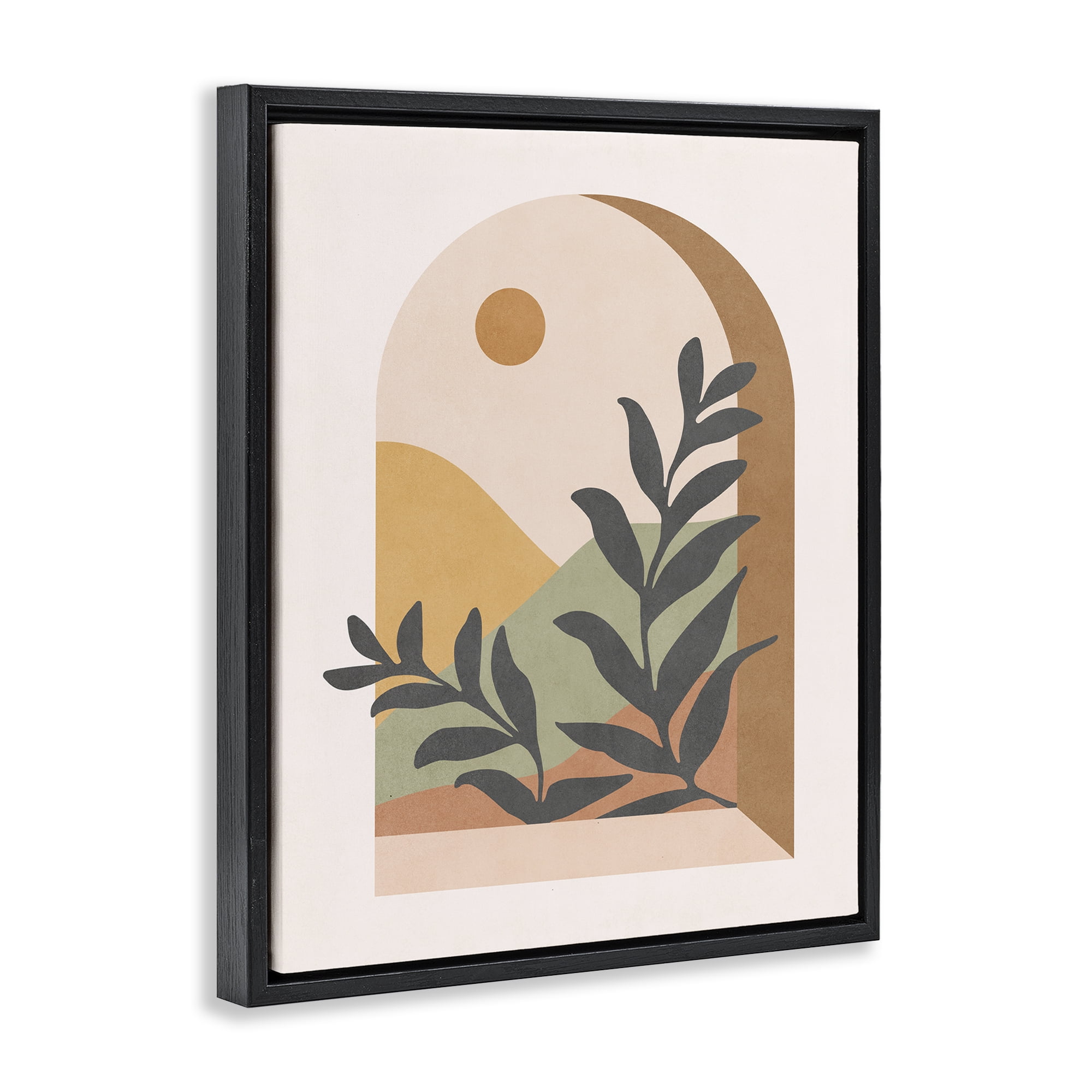 Stupell Industries Soft Boho Window View Landscape & Nature Painting Black Floater Framed Canvas Art Print Wall Art, 25 x 31