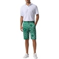 thumbnail image 2 of Pantalones cortos gráficos INSPIRE CHIC impresos para hombres, verano retro, frente plano, bohemio, florales, 36 verde, 2 of 5