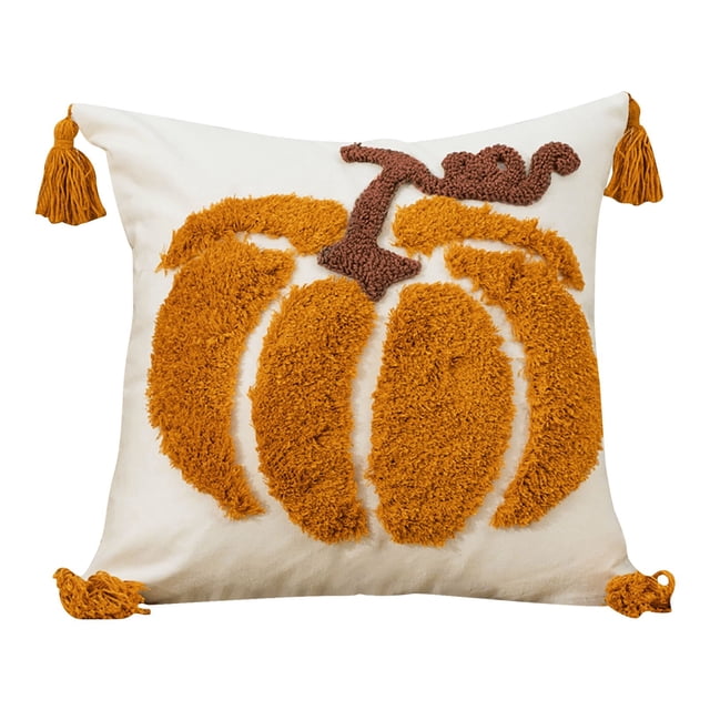 Funda de cojín de lona bordada con calabaza, funda de almohada decorativa para el hogar, sala de estar, decoración de otoño, funda de almohada decorativa para sofá, dormitorio, estilo rústico.