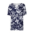 thumbnail image 4 of ATENAR Shirts for Women Summer Short Sleeve T Shirts for Women Casual Tee Dark Blue XL, 4 of 5
