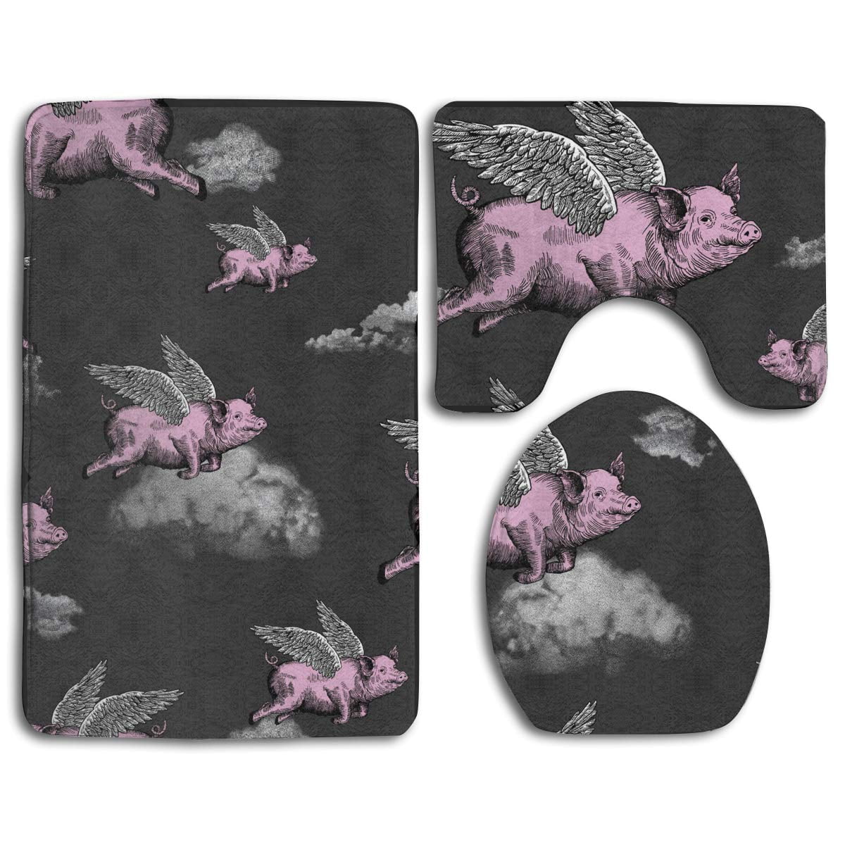 CHAPLLE Thanksgiving Day 3 Piece Bathroom Rugs Set Bath Rug Contour Mat and Toilet Lid Cover