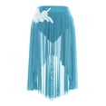 thumbnail image 3 of Doomiva Women's Applique Lyrical Dance Skirt Irregular Mesh Hem Ballet Dance Tulle Skirt Light Blue L, 3 of 5