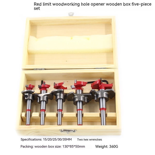 Juego de brocas de posicionamiento ajustable, brocas de 15/20/25/30/35mm para perforación de madera, sierra perforadora de carpintería de carburo cementado, 5 uds.