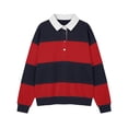 thumbnail image 4 of RUTAYY Women's Sweatshirt Color Block Turndown Collar Versatile Pullover Long Sleeve Casual Streetwear Crewneck Sweatshirt Red, 4 of 4