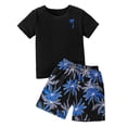 thumbnail image 4 of SGFCWSX Boys 2 Piece Outfits Kids Summer Beach Casual Soft Short Sleeve T Shirt Graphic Print Elastic Waist Shorts Holiday Wear Black Size 9-10 Years, 4 of 9
