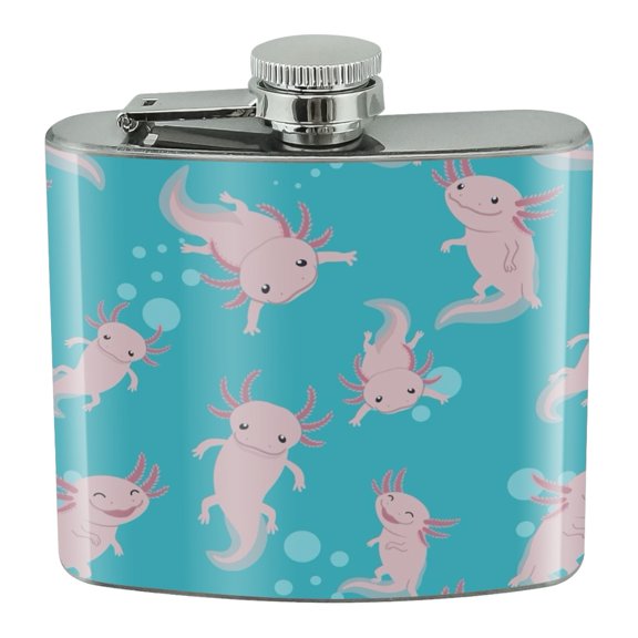 Cute Axolotl Mexican Walking Fish Stainless Steel 5oz Hip Drink Kidney Flask