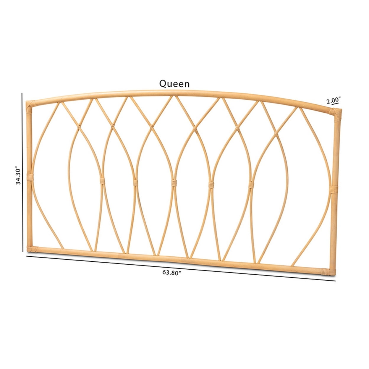 Baxton Studio Halia Modern Bohemian Natural Brown Rattan Queen Size Wall-mount Headboard