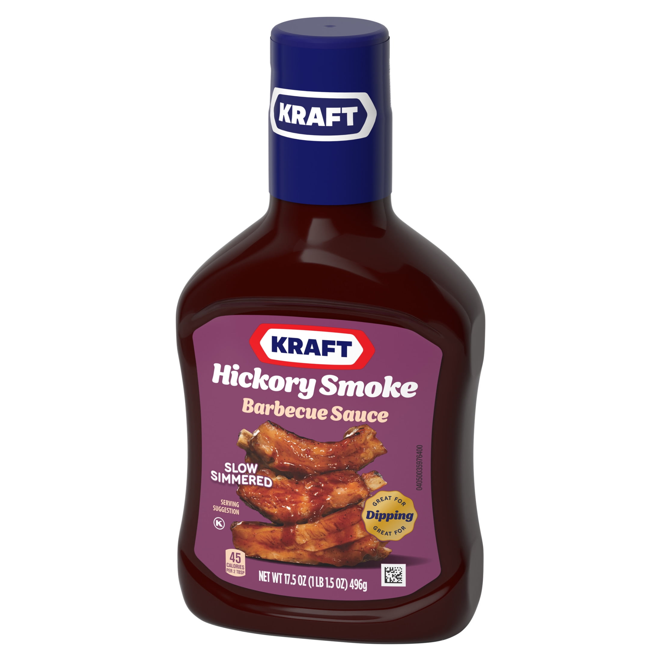 Kraft Hickory Smoke Slow-Simmered Barbecue BBQ Sauce, 17.5 oz Bottle