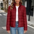 thumbnail image 6 of BXJX Womens Puffer Jackets, Stand up Collar Long Sleeve Lightweight Full Zip Winter Outerwear with Pockets Wine Size S-2XL, 6 of 9