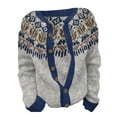 thumbnail image 3 of Womens Trendy Sweater Cardigans Ethnic Style Knitted Button Down Jackets Plus Size Fall Winter Long Sleeve Outwear (S, Navy), 3 of 4