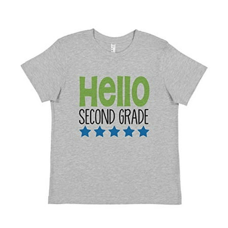 

7 ate 9 Apparel Kids Hello 2nd Grade School Shirt Grey