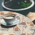 thumbnail image 3 of Ambesonne Abstract Fitted Round Tablecloth, Repetitive Leafy Pattern, 36"- 40" Diameter, Eggshell Pale Mustard, 3 of 5