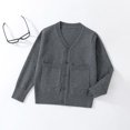 thumbnail image 7 of AUDeals Boys Girls Knit Cardigan V-Neck Long Sleeve Button Sweater Knitted Cotton School Uniform Preppy Fall Ribbed Sweater Jacket Tops (Dark Gray, 5-6 Years), 7 of 7