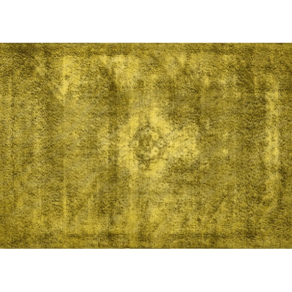 Ahgly Company Machine Washable Indoor Rectangle Persian Yellow Traditional Area Rugs, 8' x 12'