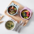 thumbnail image 4 of Wheat Straw Cat Design Small Bowl with Handle Eco-friendly Big Salad Children Dinnerware (Pink), 4 of 8