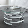 thumbnail image 2 of Steve Silver Company Modern Contemporary Round Glass Coffee Table with Metal, Espresso, 2 of 2