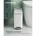 thumbnail image 2 of Cubo de Basura, Basurero Pequeño de 10 L, con Tapa y Pedal, Acero, Cierre Suave, para Espacios Pequeños, Baño, Blanco, 2 of 7