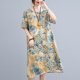 thumbnail image 5 of Vestido suelto de mujer Vestido bohemio con estampado floral con bolsillos Manga corta Cuello r MABOTO Vestido, 5 of 7