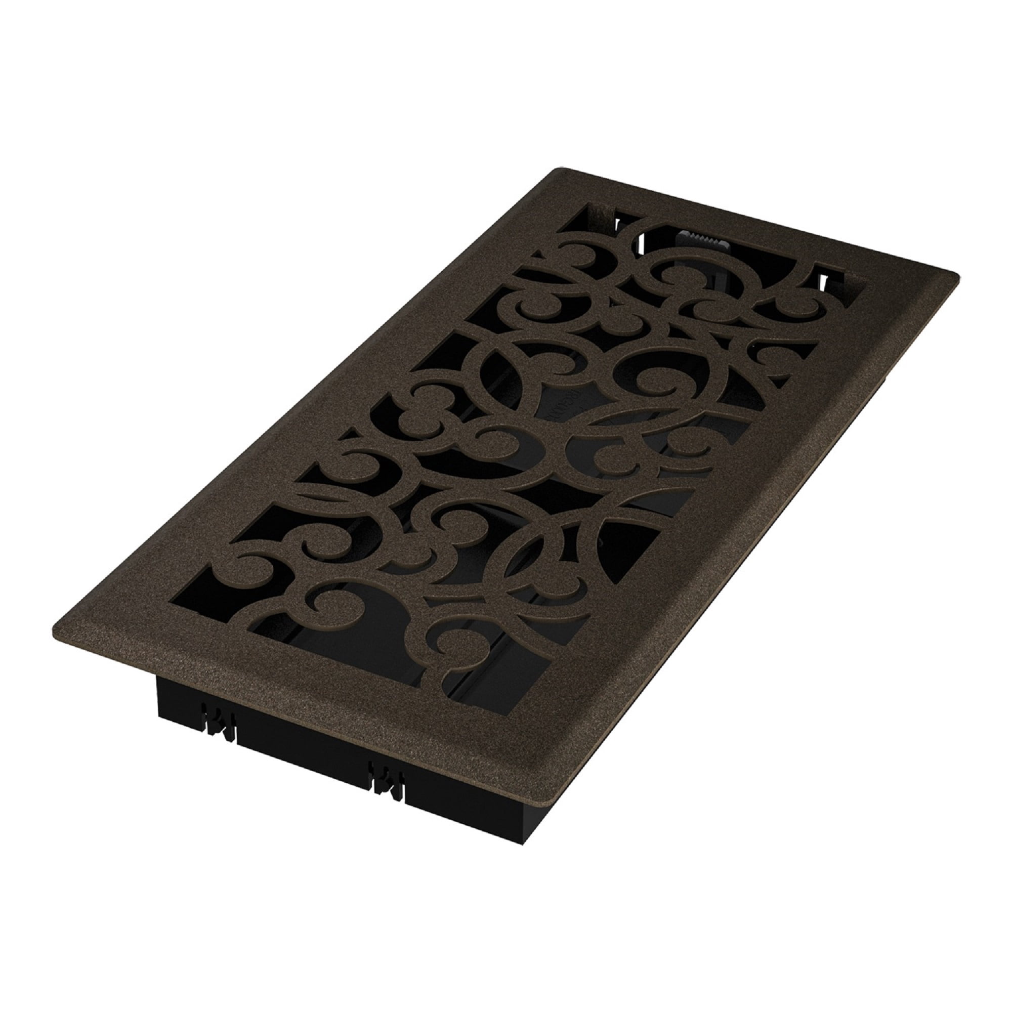 Imperial 4in x 10in Wonderland Style Bronze Age Metal Floor Register - Overall 5 1/4" x 11 1/4" — Residential Use, Standard Application