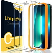 [3 Pack] UniqueMe Compatible with iPhone 13 Pro Max Screen Protector HD Clear Tempered Glass[Easy Installation Frame]