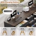 thumbnail image 3 of 80.9" Two Person Desk with Charging Station & 5 Storage Drawers – Industrial Farmhouse Home Office Computer Desk, 3 of 8