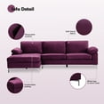 thumbnail image 4 of BSHTI 103.5” Modern Convertible Sectional Sofa Couch, Fabric L-Shaped 3-Seater Sofa Sectional for Livingroom(Purple), 4 of 9