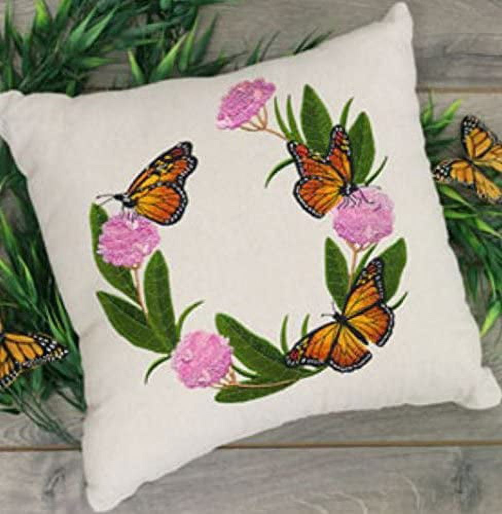Custom Monarchs and Milkweed Wreath Embroidered Iron on Patch [7.77" X 7.77"]